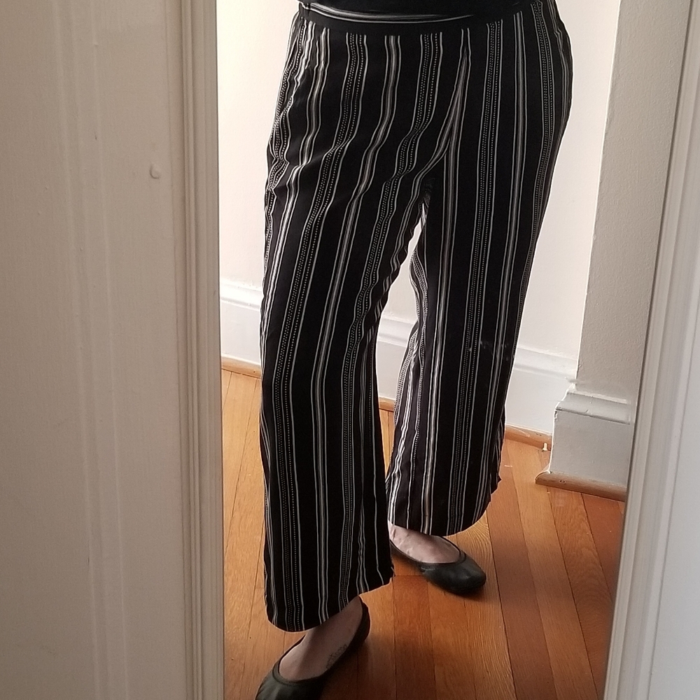 Loft Black&white striped wide leg pants